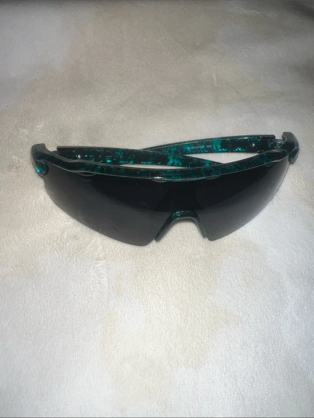 Sport Shield Sunglasses in Black with Green Marble Temples